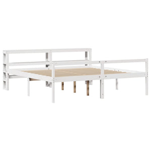 Letto Anziani con Testiera Bianco 200x200cm Legno Massello Pino 3305874