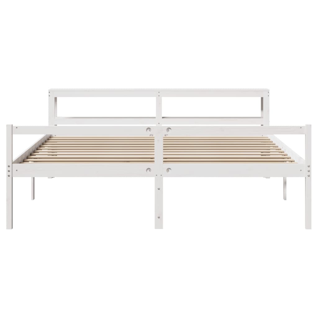 Letto Anziani con Testiera Bianco 200x200cm Legno Massello Pino 3305874