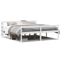 Letto Anziani con Testiera Bianco 200x200cm Legno Massello Pino 3305874