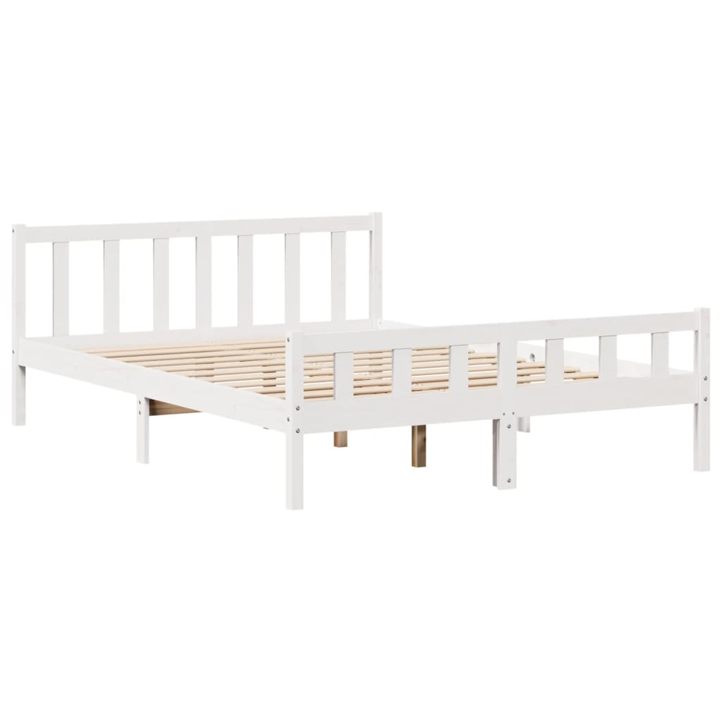 Letto senza Materasso Bianco 160x200 cm Legno Massello di Pino 3305909