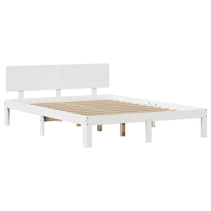 Giroletto con Testiera Bianco 140x200 cm Legno Massello di Pino 3306087