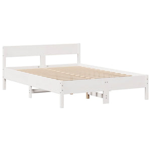 Letto senza Materasso Bianco 140x190 cm Legno Massello di Pino 3306199