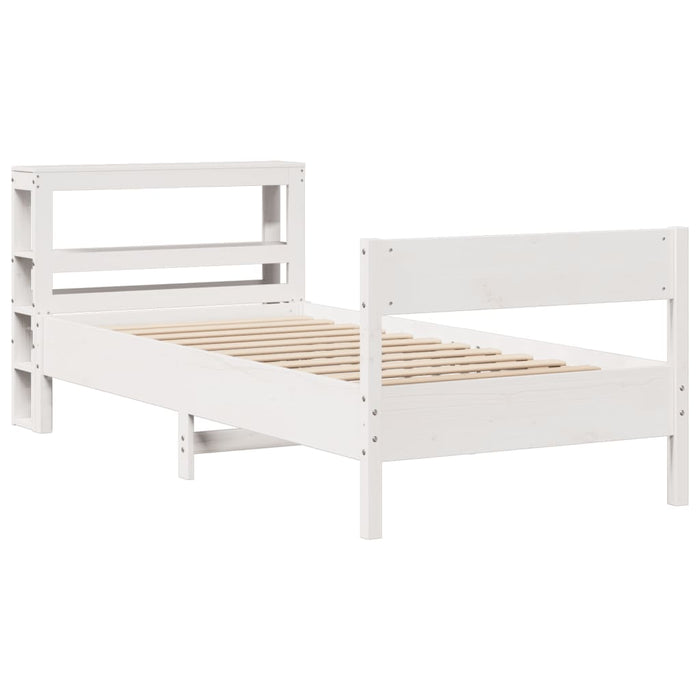 Letto senza Materasso Bianco 75x190 in Legno Massello di Pino 3306211