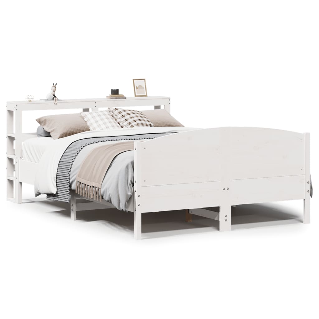 Letto senza Materasso Bianco 140x190 cm Legno Massello di Pino 3306232