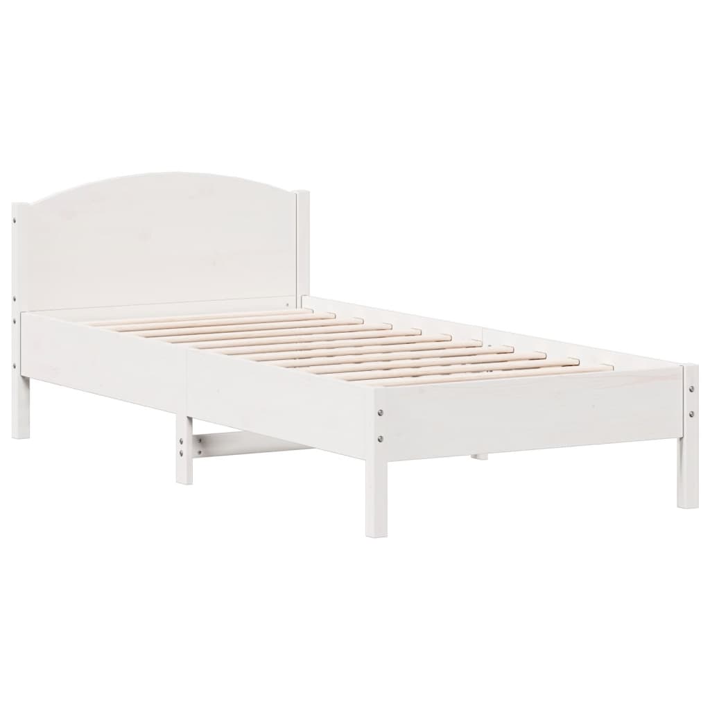 Letto senza Materasso Bianco 90x190 cm in Legno Massello Pino 3306247