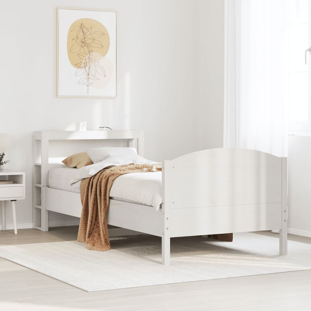 Letto senza Materasso Bianco 90x190 cm in Legno Massello Pino 3306247