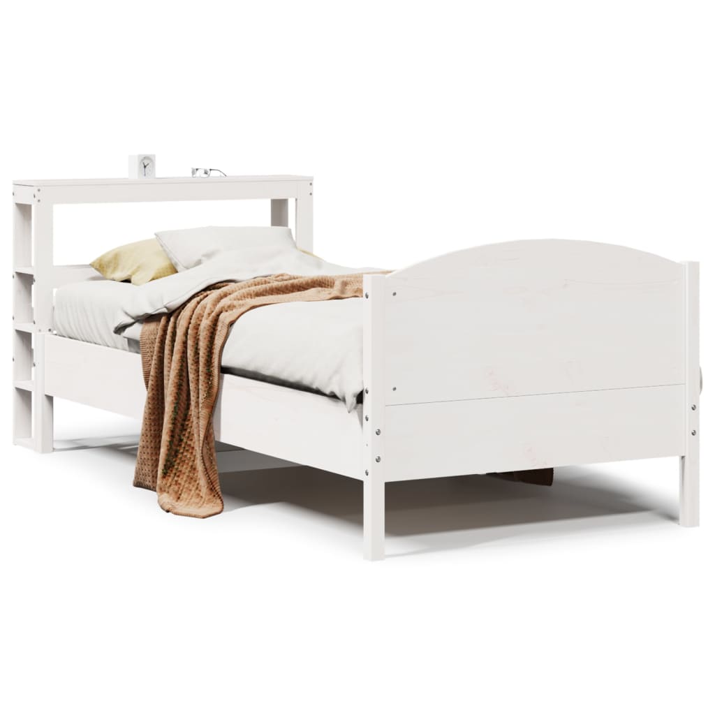 Letto senza Materasso Bianco 75x190 in Legno Massello di Pino 3306250