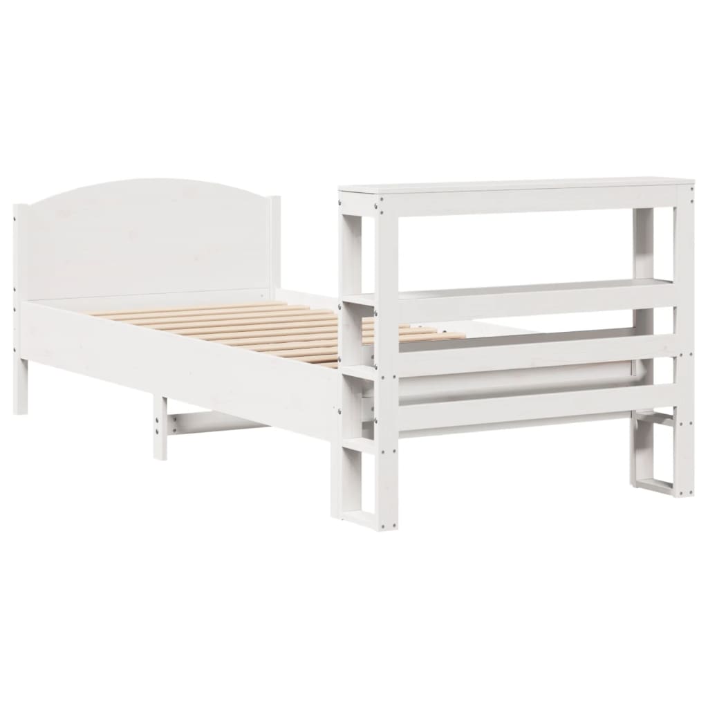 Letto senza Materasso Bianco 75x190 in Legno Massello di Pino 3306250