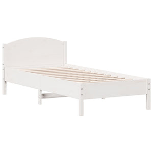 Letto senza Materasso Bianco 75x190 in Legno Massello di Pino 3306250