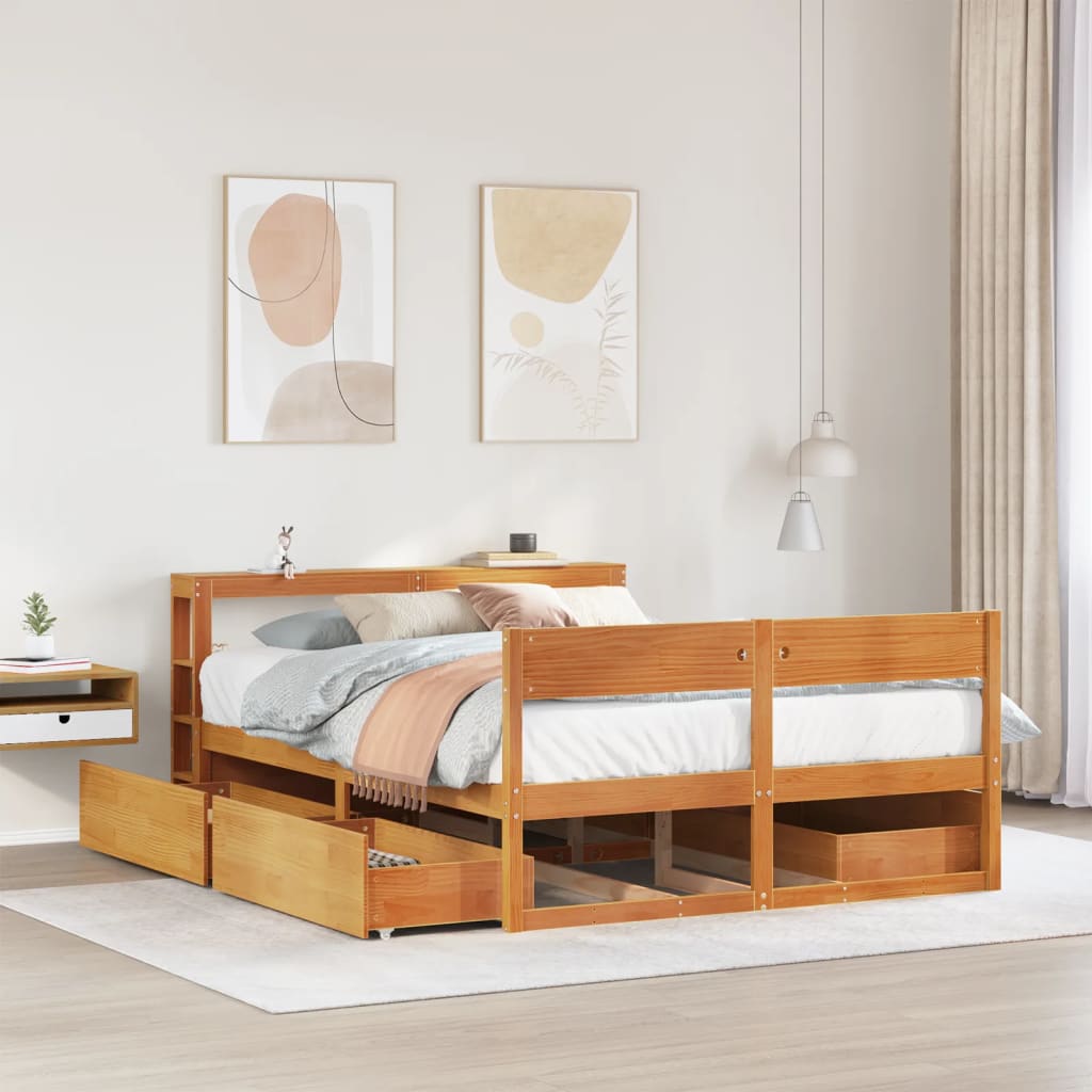 Letto senza Materasso Marrone Cera 120x190 cm in Legno di Pino 3306401