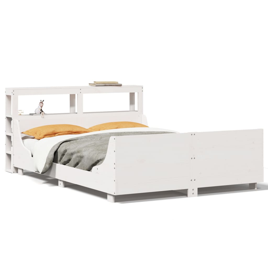 Letto senza Materasso Bianco 135x190 cm Legno Massello di Pino 3306475