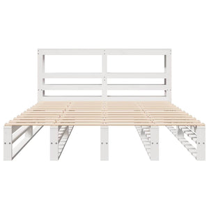 Giroletto con Testiera Bianco 160x200 cm Legno Massello di Pino 3306502