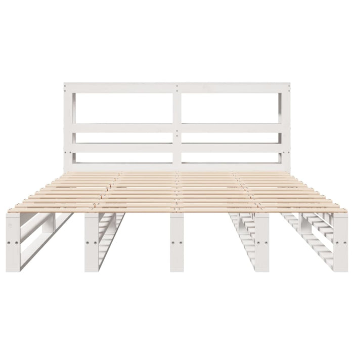 Giroletto con Testiera Bianco 120x190 cm Legno Massello di Pino 3306517