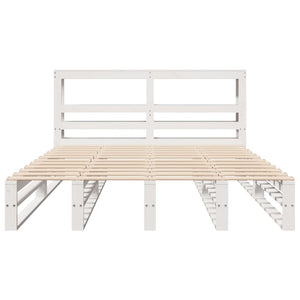 Giroletto con Testiera Bianco 120x190 cm Legno Massello di Pino 3306517