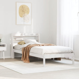 Letto senza Materasso Bianco 75x190 in Legno Massello di Pino 3306526