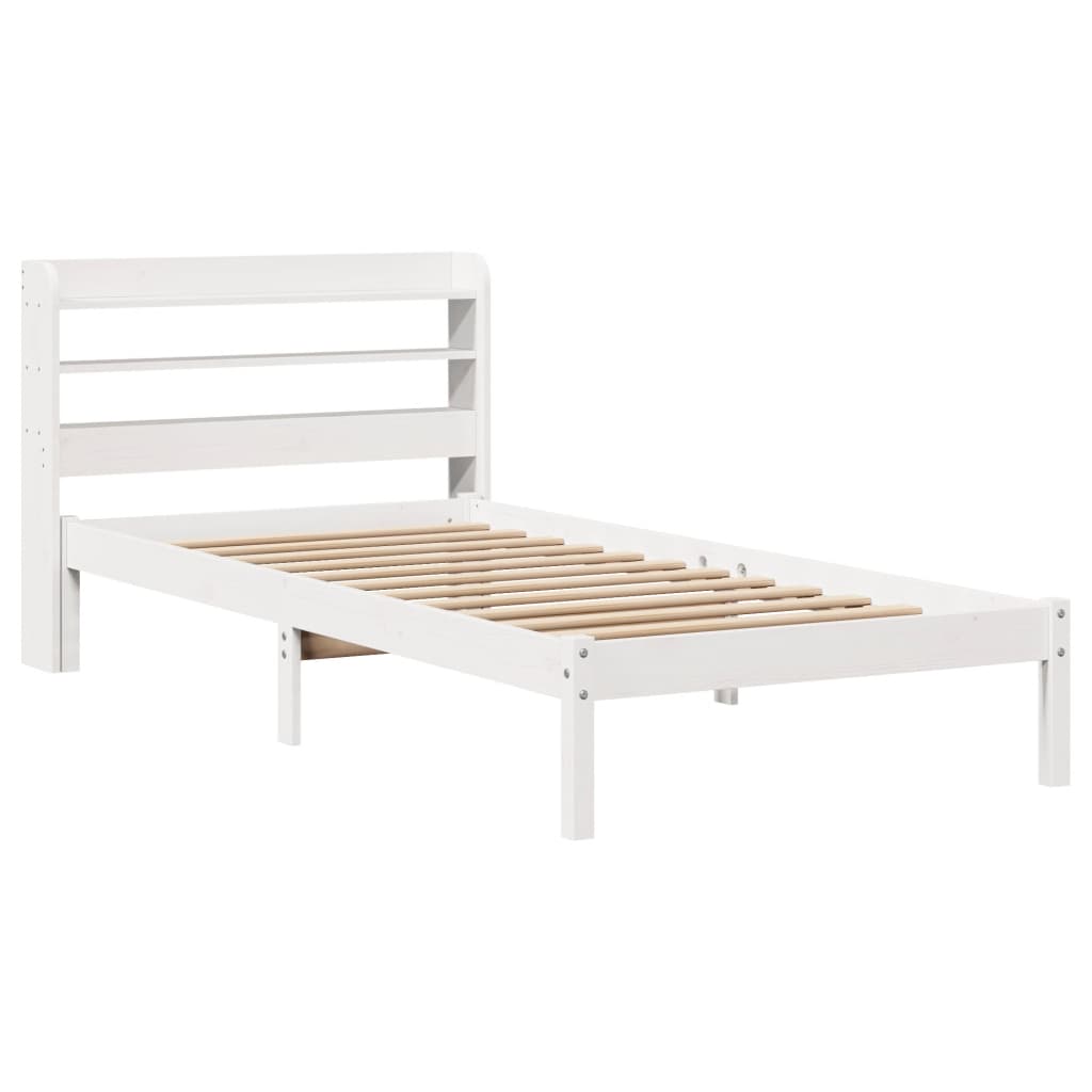 Letto senza Materasso Bianco 75x190 in Legno Massello di Pino 3306526