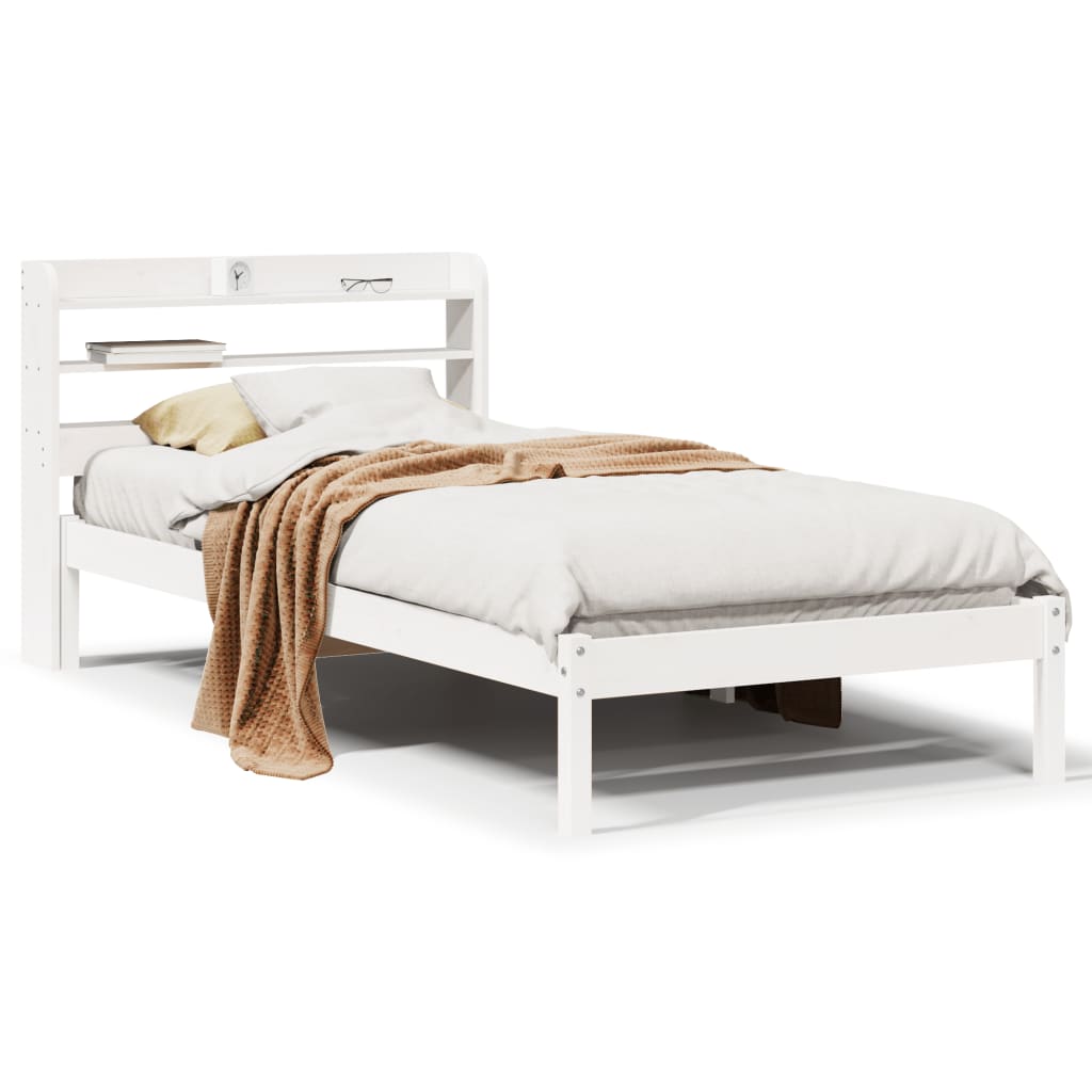 Letto senza Materasso Bianco 75x190 in Legno Massello di Pino 3306526