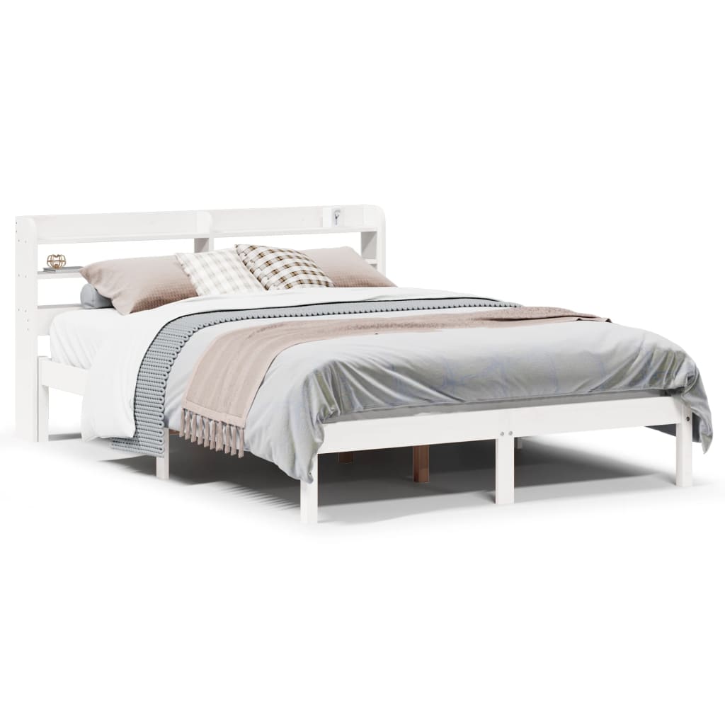 Letto senza Materasso Bianco 150x200 cm Legno Massello di Pino 3306544