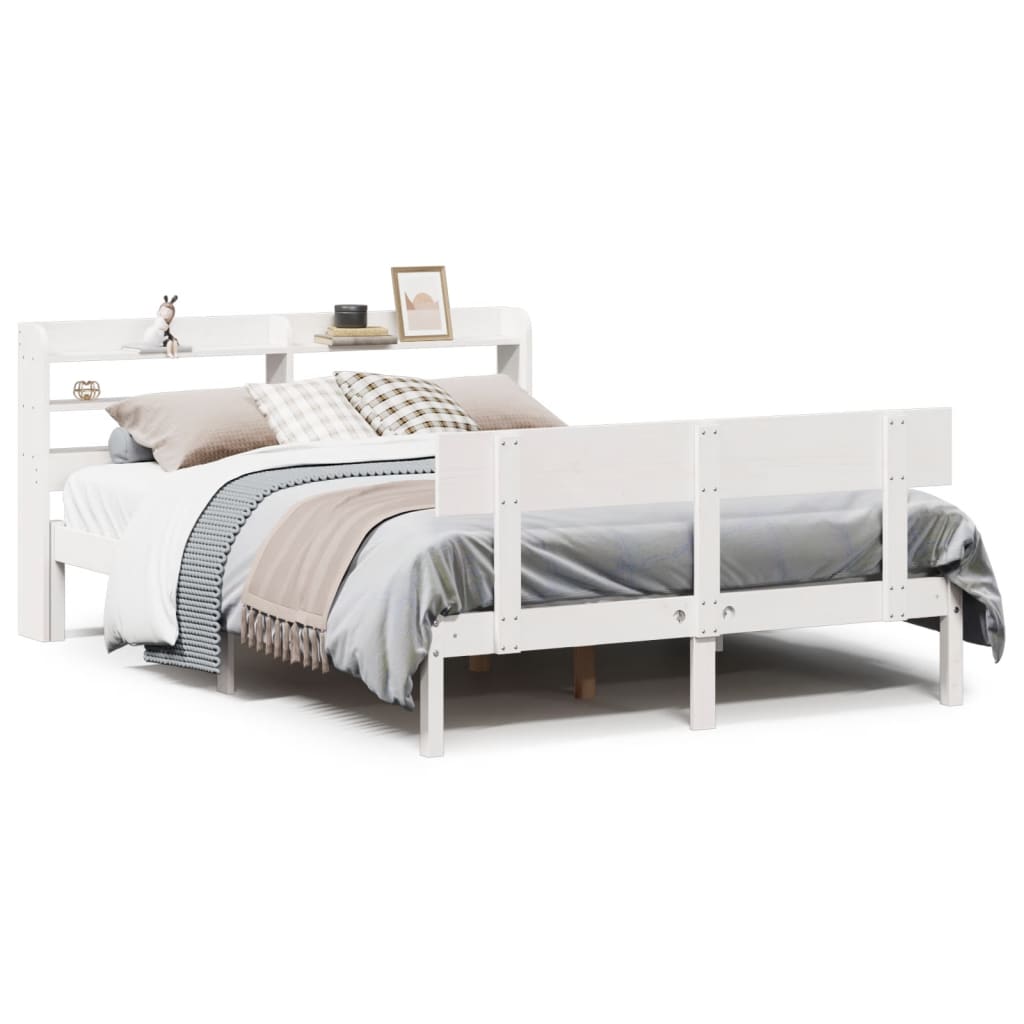 Letto senza Materasso Bianco 135x190 cm Legno Massello di Pino 3306610