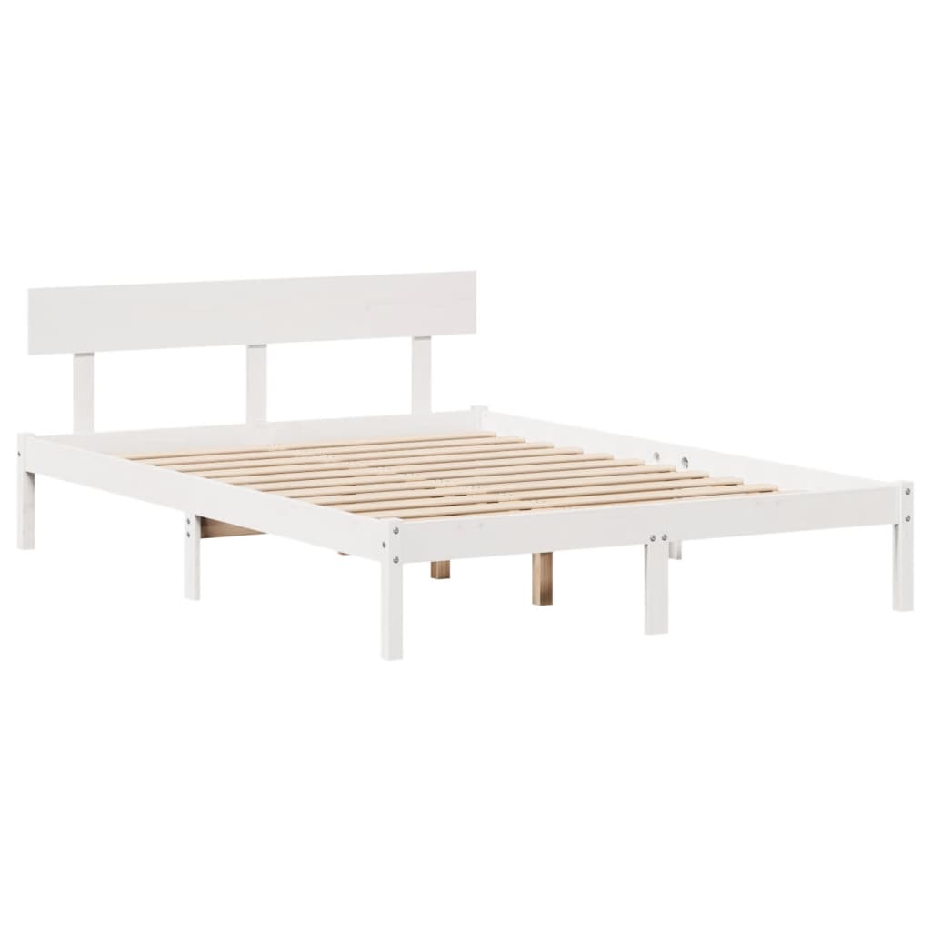 Letto senza Materasso Bianco 135x190 cm Legno Massello di Pino 3306610