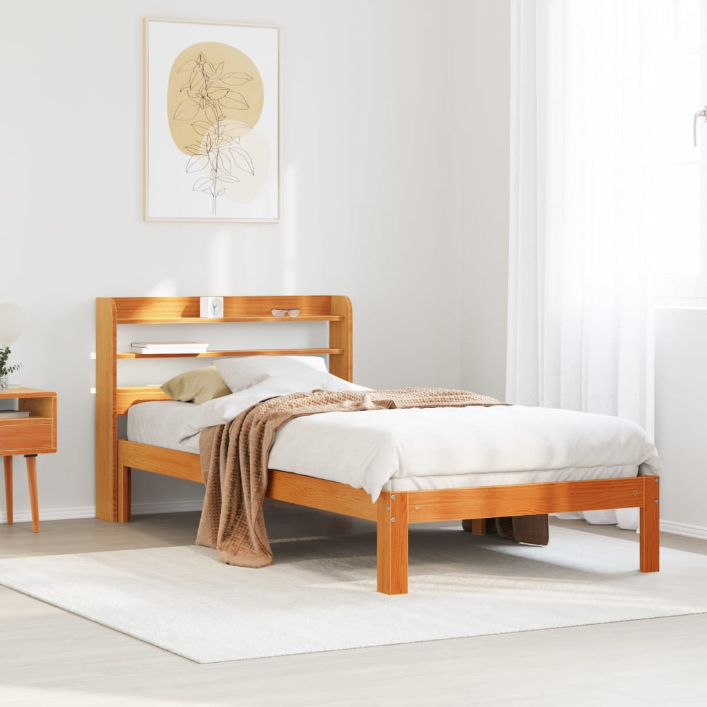 Letto senza Materasso Marrone Cera 90x190 cm in Legno di Pino 3306799