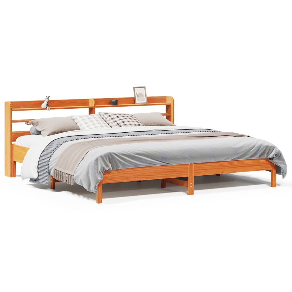 Letto senza Materasso Marrone Cera 200x200 cm in Legno di Pino 3306878