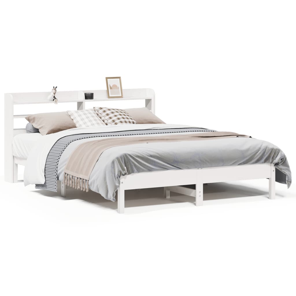 Letto senza Materasso Bianco 135x190 cm Legno Massello di Pino 3306904