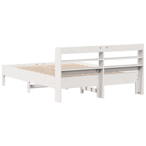 Letto senza Materasso Bianco 135x190 cm Legno Massello di Pino 3306904