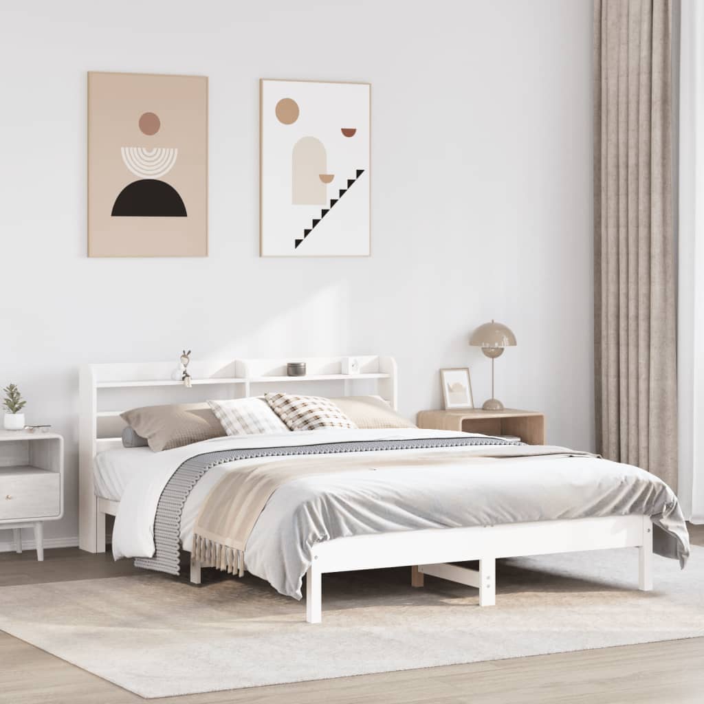 Letto senza Materasso Bianco 135x190 cm Legno Massello di Pino 3306904