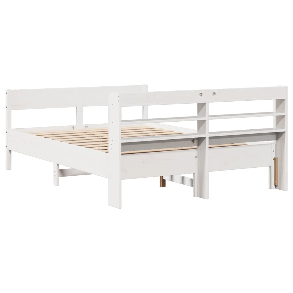 Letto senza Materasso Bianco 135x190 cm Legno Massello di Pino 3306943