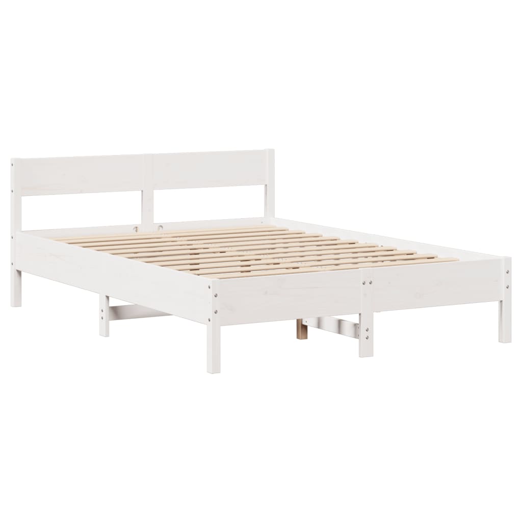 Letto senza Materasso Bianco 135x190 cm Legno Massello di Pino 3306943