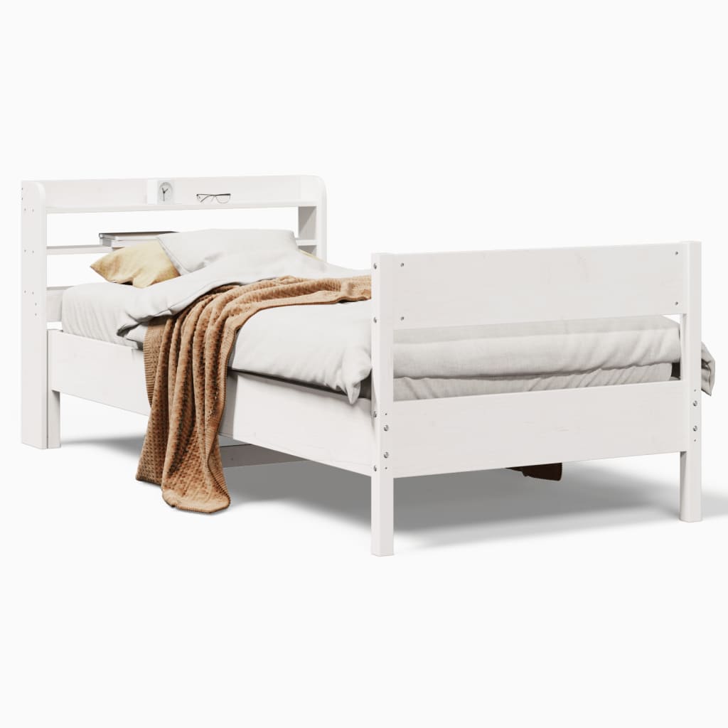 Letto senza Materasso Bianco 90x190 cm in Legno Massello Pino 3306949