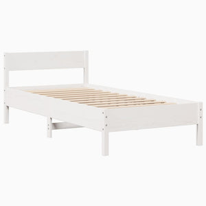 Letto senza Materasso Bianco 90x190 cm in Legno Massello Pino 3306949