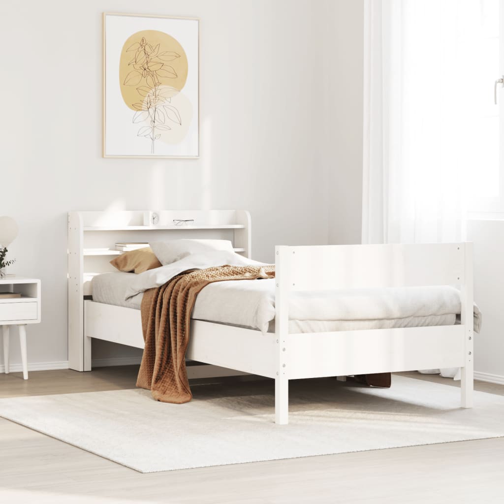 Letto senza Materasso Bianco 90x190 cm in Legno Massello Pino 3306949