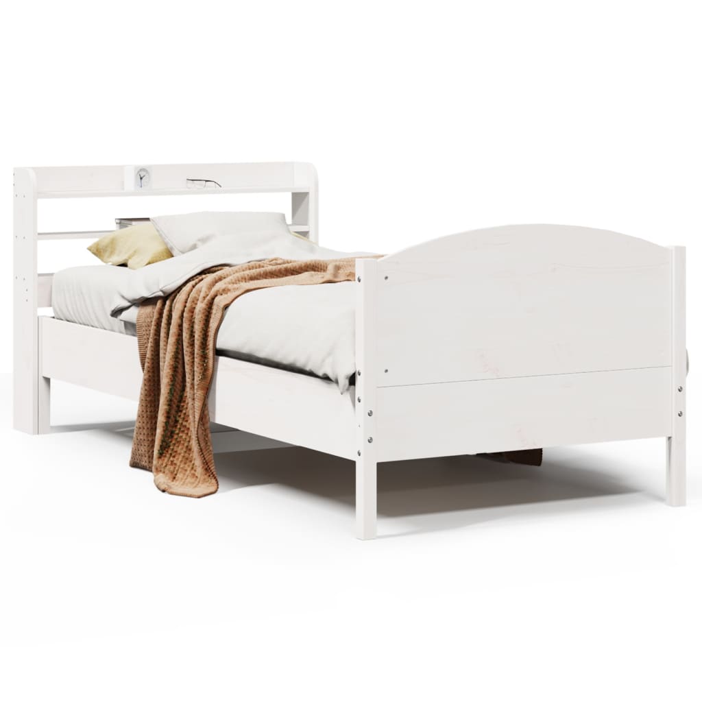 Letto senza Materasso Bianco 90x190 cm in Legno Massello Pino 3306988