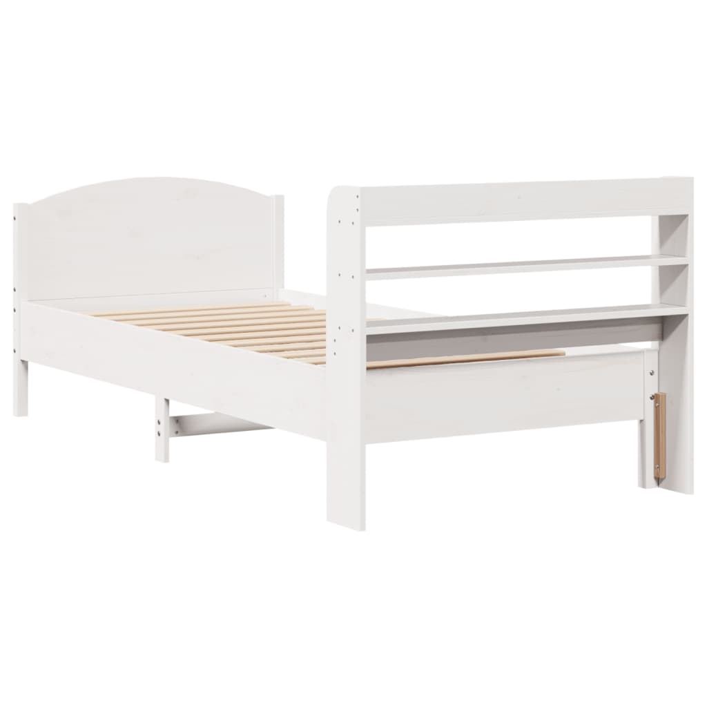 Letto senza Materasso Bianco 90x190 cm in Legno Massello Pino 3306988