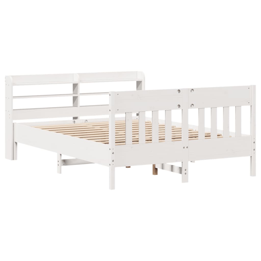 Letto senza Materasso Bianco 150x200 cm Legno Massello di Pino 3307003