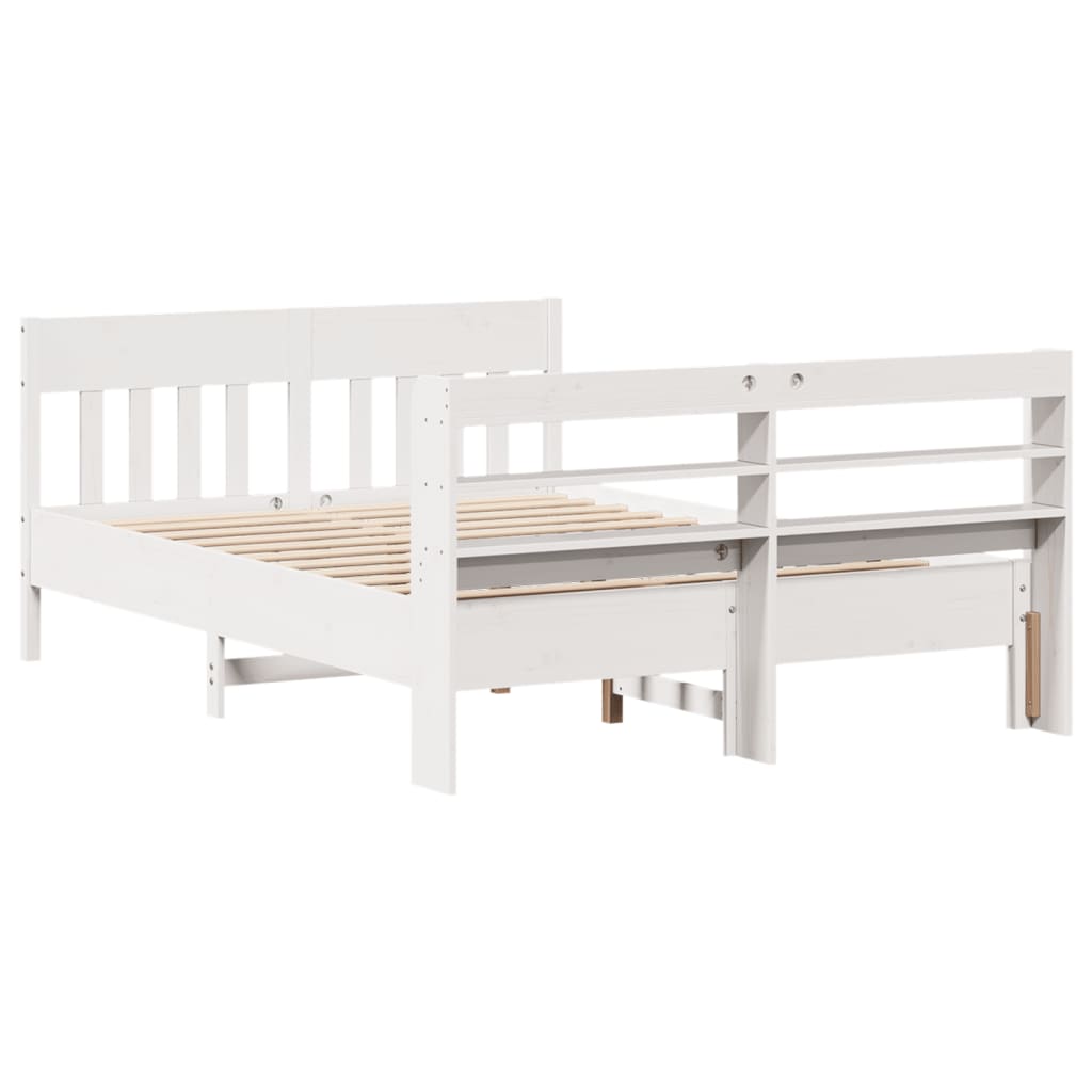 Letto senza Materasso Bianco 150x200 cm Legno Massello di Pino 3307003