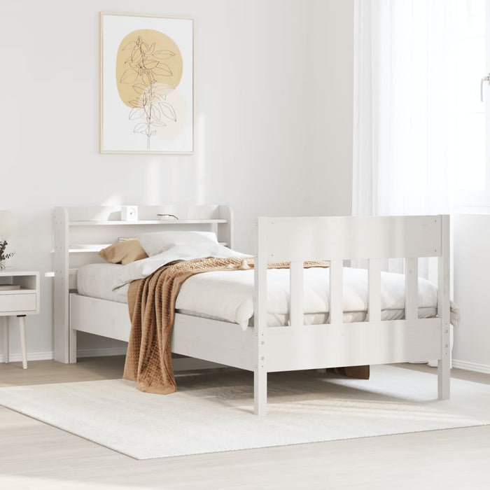 Letto senza Materasso Bianco 90x190 cm in Legno Massello Pino 3307027