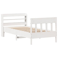 Letto senza Materasso Bianco 75x190 in Legno Massello di Pino 3307030