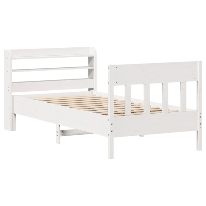 Letto senza Materasso Bianco 75x190 in Legno Massello di Pino 3307030