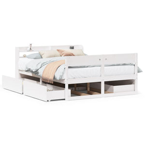 Letto senza Materasso Bianco 150x200 cm Legno Massello di Pino 3307120