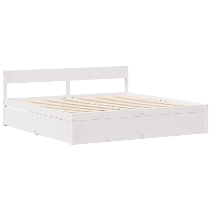 Letto senza Materasso Bianco 140x190 cm Legno Massello di Pino 3307135