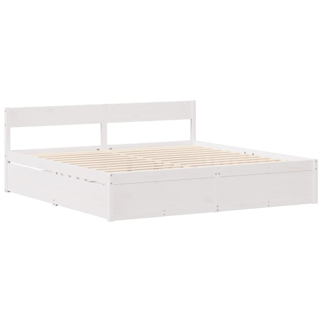 Letto senza Materasso Bianco 135x190 cm Legno Massello di Pino 3307138