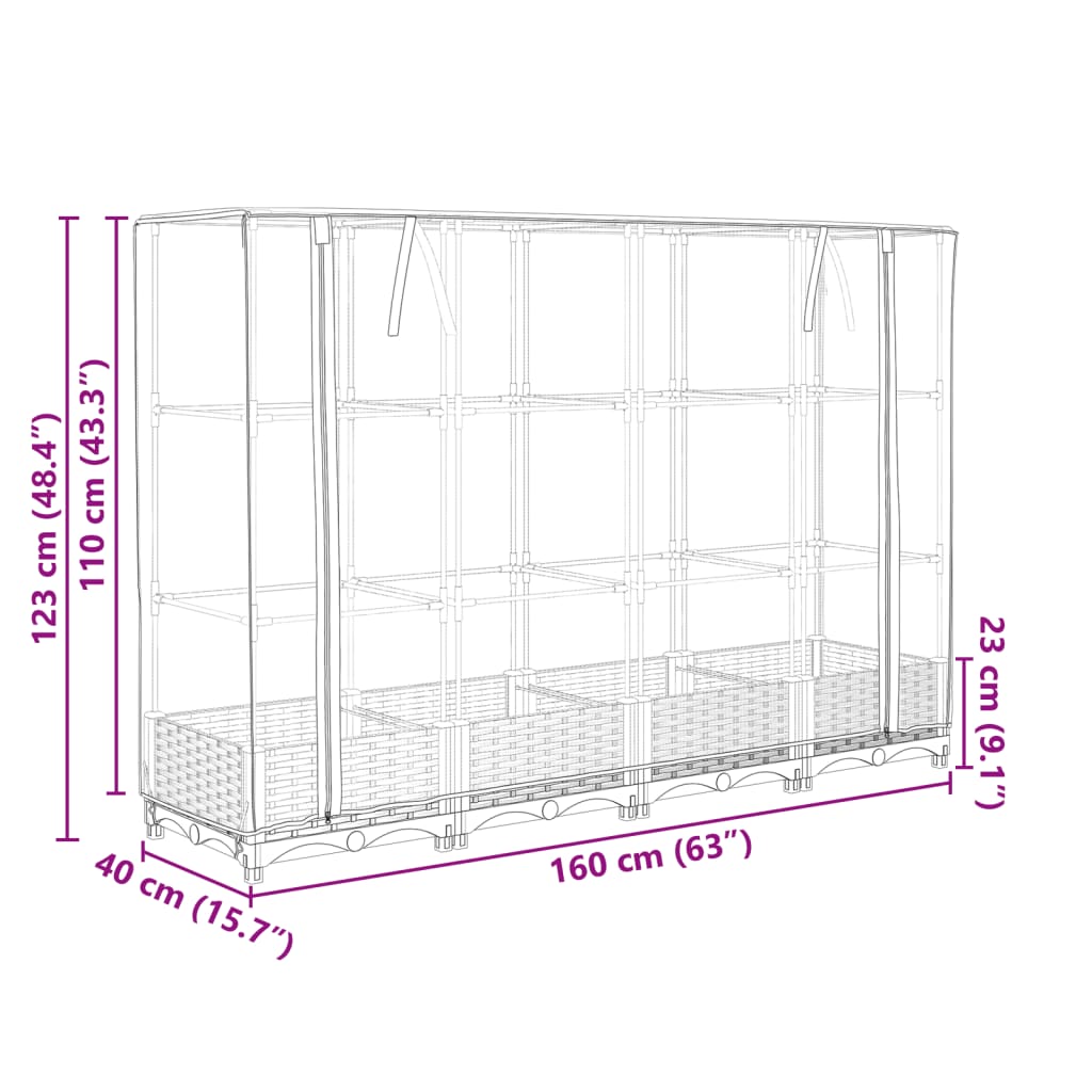 Letto Rialzato con Copertura Serra Effetto Rattan 160x40x123 cm 4015798