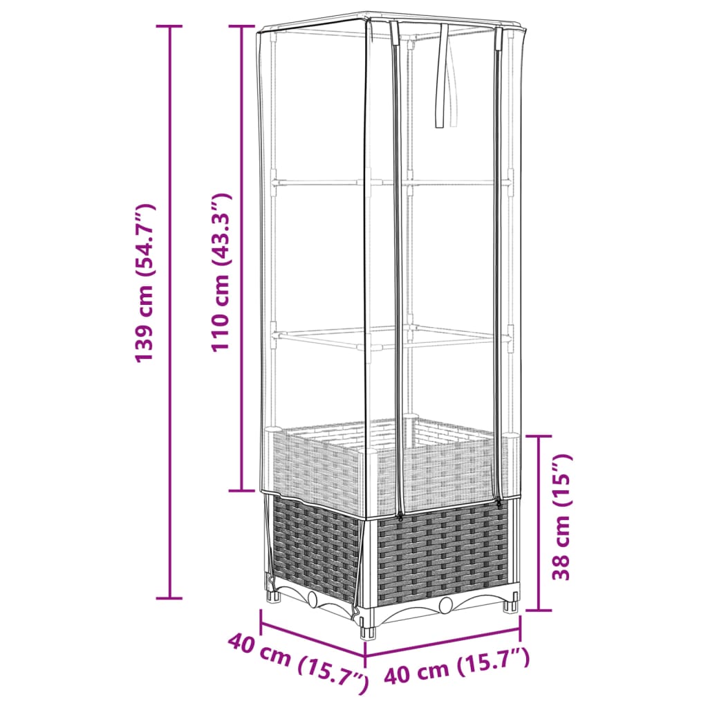 Letto Rialzato con Copertura Serra Effetto Rattan 40x40x139 cm 4015799