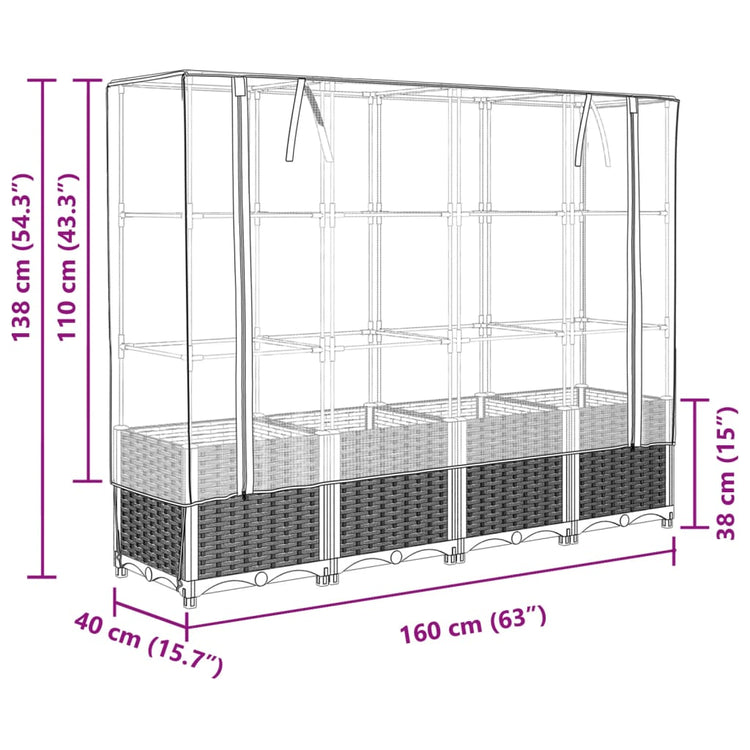 Letto Rialzato con Copertura Serra Effetto Rattan 160x40x138 cm 4015802