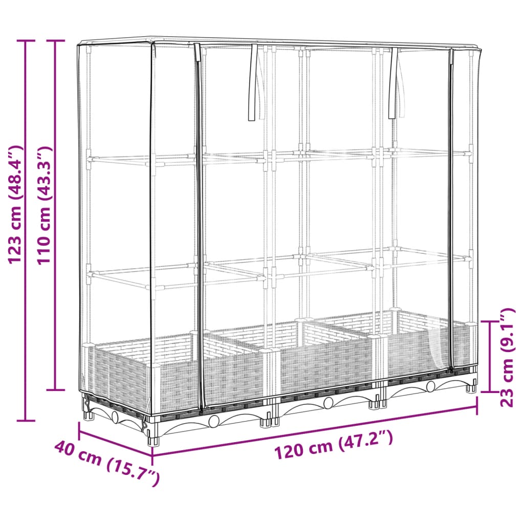 Letto Rialzato con Copertura Serra Effetto Rattan 120x40x123 cm 4015811