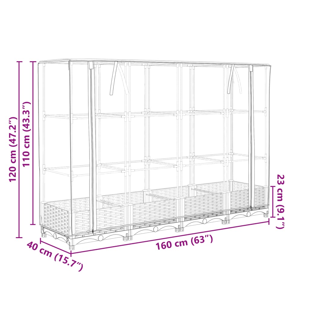 Letto Rialzato con Copertura Serra Effetto Rattan 160x40x123 cm 4015812