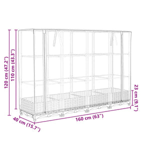 Letto Rialzato con Copertura Serra Effetto Rattan 160x40x123 cm 4015812